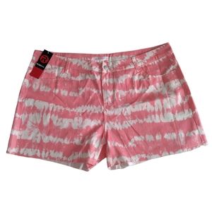 NWT Rosegal 3X/US 20 Pink White Tie Dye Lightweight Denim Distressed Hem…